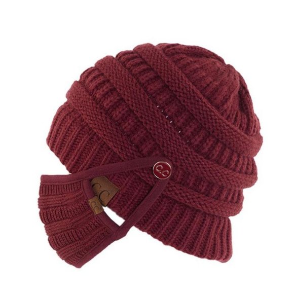 CC Unisex Thick Soft Knit Beanie + Knit Facemask - Picture 6 of 13